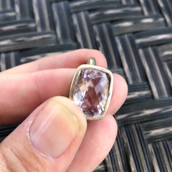 Pink Amethyst Hammered Sterling Silver Ring - Picture 5 of 5